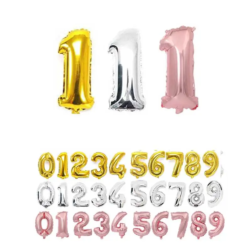 16 32 40 Inch Number Balloons Foil Ballon Rose Gold Digital Globos Wedding happy Birthday Party Decoration Baby Shower Supplies