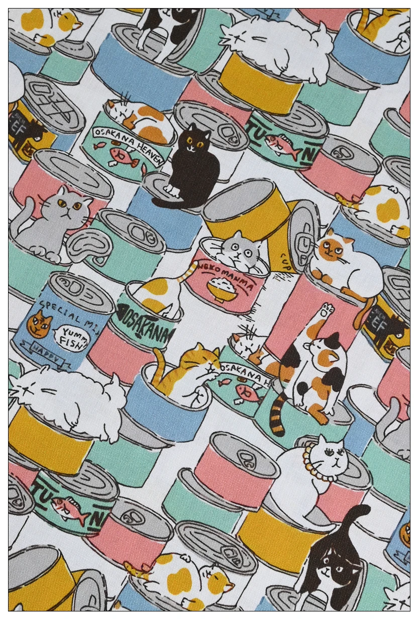 Cartoon Cat Print Cotton Sewing Fabric By The Yard,DIY Quilting Needlework Poplin Material,Sew Dress Children Clothes Fabrics