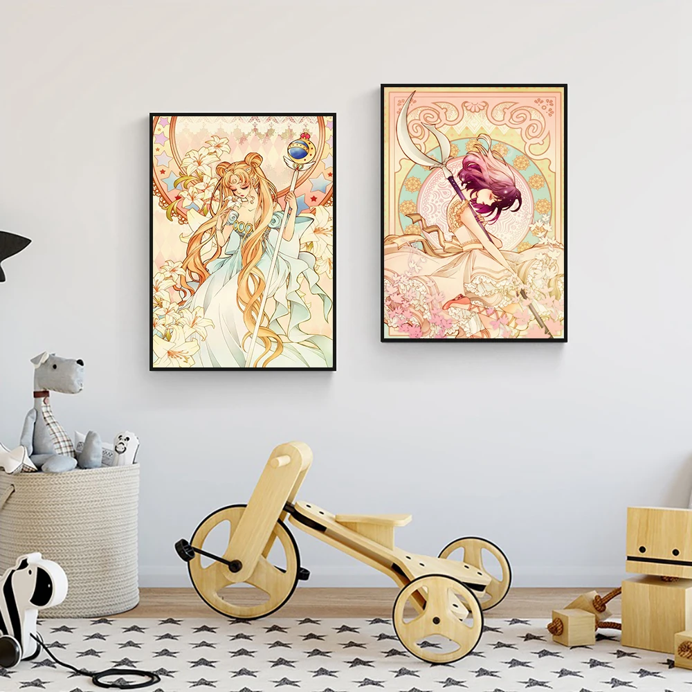 Japanese Anime Sailor Moon Decoration Mural Cartoon Poster Canvas Painting and Living Room Wall Art Prints for Modern Home Decor