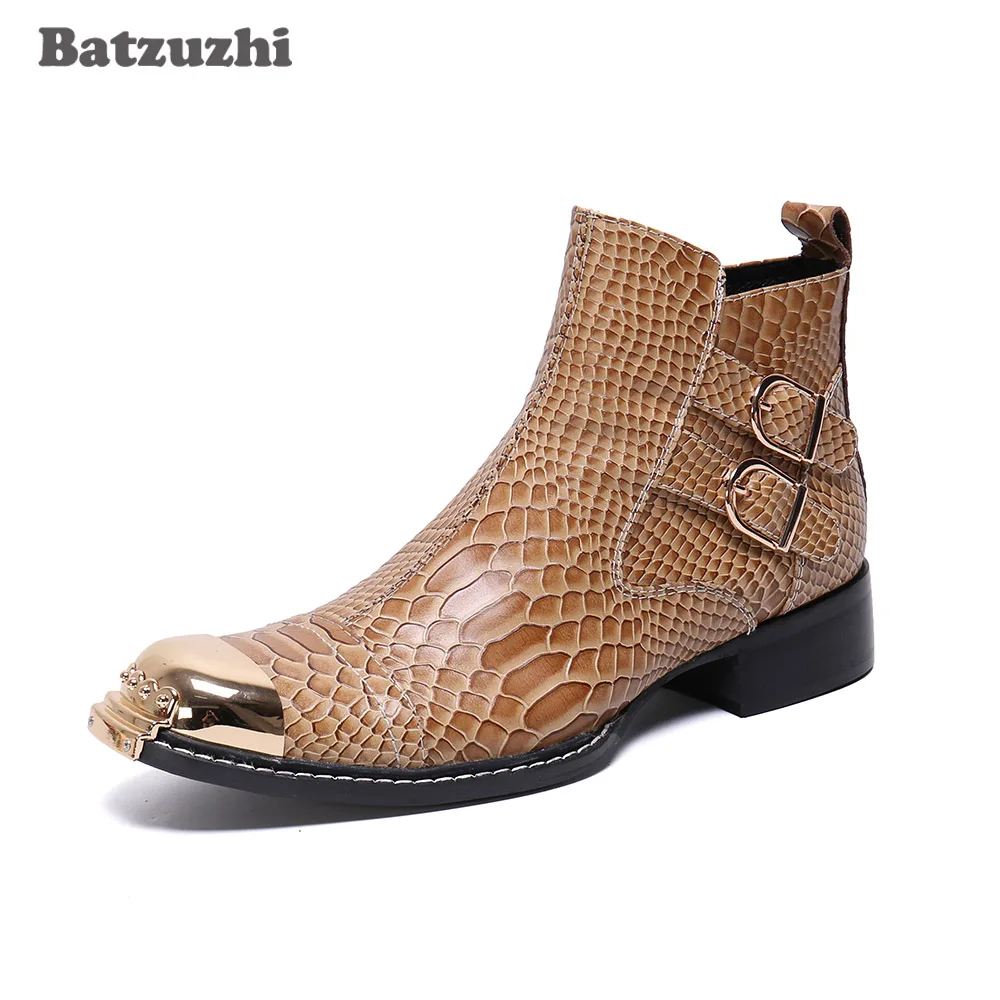 

Batzuzhi Luxury Men Boots Fashion Men's Genuine Leather Ankle Boot for Men Party/ Business botas hombre, Big Size 38-46