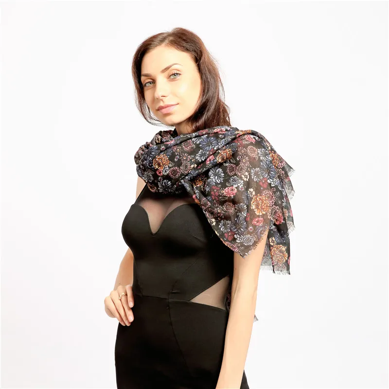 Spring Summer floral elegant scarf for Women Scarf Design Hijab Soft Large Wrap