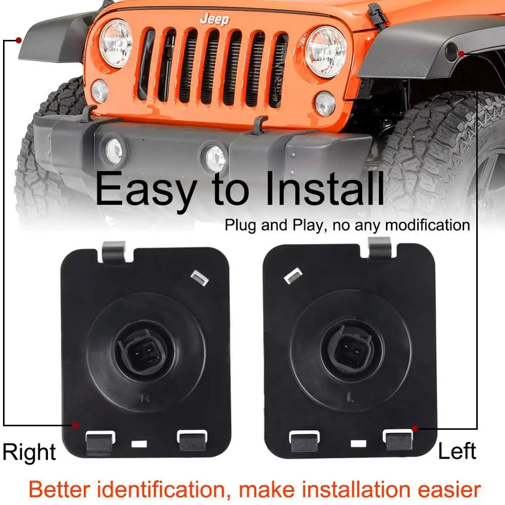 OVOVs 2Pcs Smoked  High brightness LED Yellow Side Marker Side Fender Amber Turn Signal Lights for JK 2007-2017 Jeep Wrangler