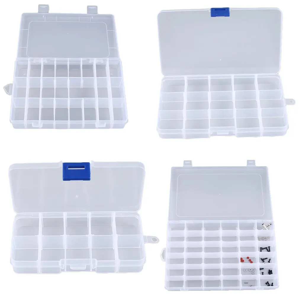 10-24 Compartment Slots Cells Portable Tool Box Electronic Parts Screw Beads Ring Jewelry Plastic Storage Box Container Holder