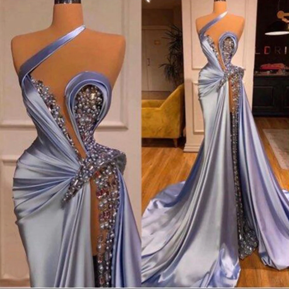 

Luxury Prom Dresses 2023 Party Elastic Force Beading Crystal Sweetheart Sleeveless Zipper A-Line Gowns Novia Do New Vestidos