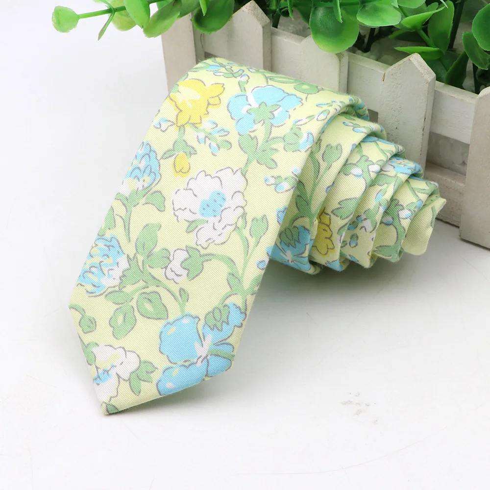 New Floral Tie For Men Colorful Cotton Ties Necktie Classic Suits Flower Print Neck Ties Cravat Party Wedding Party Neckties