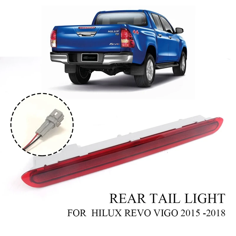 Dynamic Third 3Rd Brake Light, Rear Tail Light Stop Lamp for Toyota Hilux Revo Vigo 2015 2016 2017 2018 Red Shell