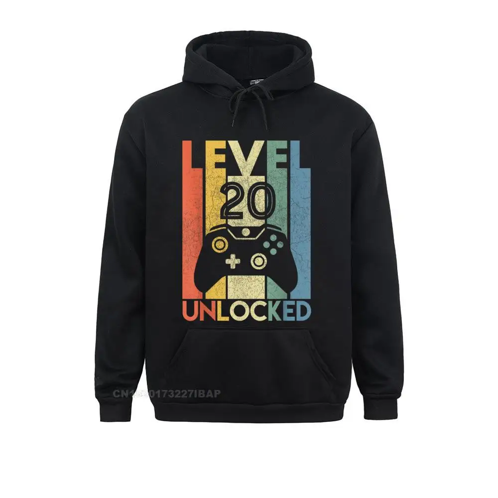 

Level 20 Unlocked Shirt Funny Video Gamer 20th Birthday Gift Hooded Pullover Faddish Novelty Sweatshirts Men Hoodies Hoods