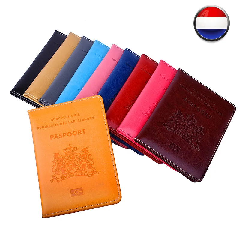 Fashion Holland Passport Cover Case PU Soft Leather Men Women Travel Organizer Documents Case Bank Cards Holder