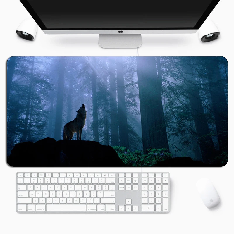 Large Wolf Gaming Mouse Pad Rubber Otaku XL Super Big MousePad Gamer Laptop Computer Mat Durable Keyboard Locking Edge Desk Pad