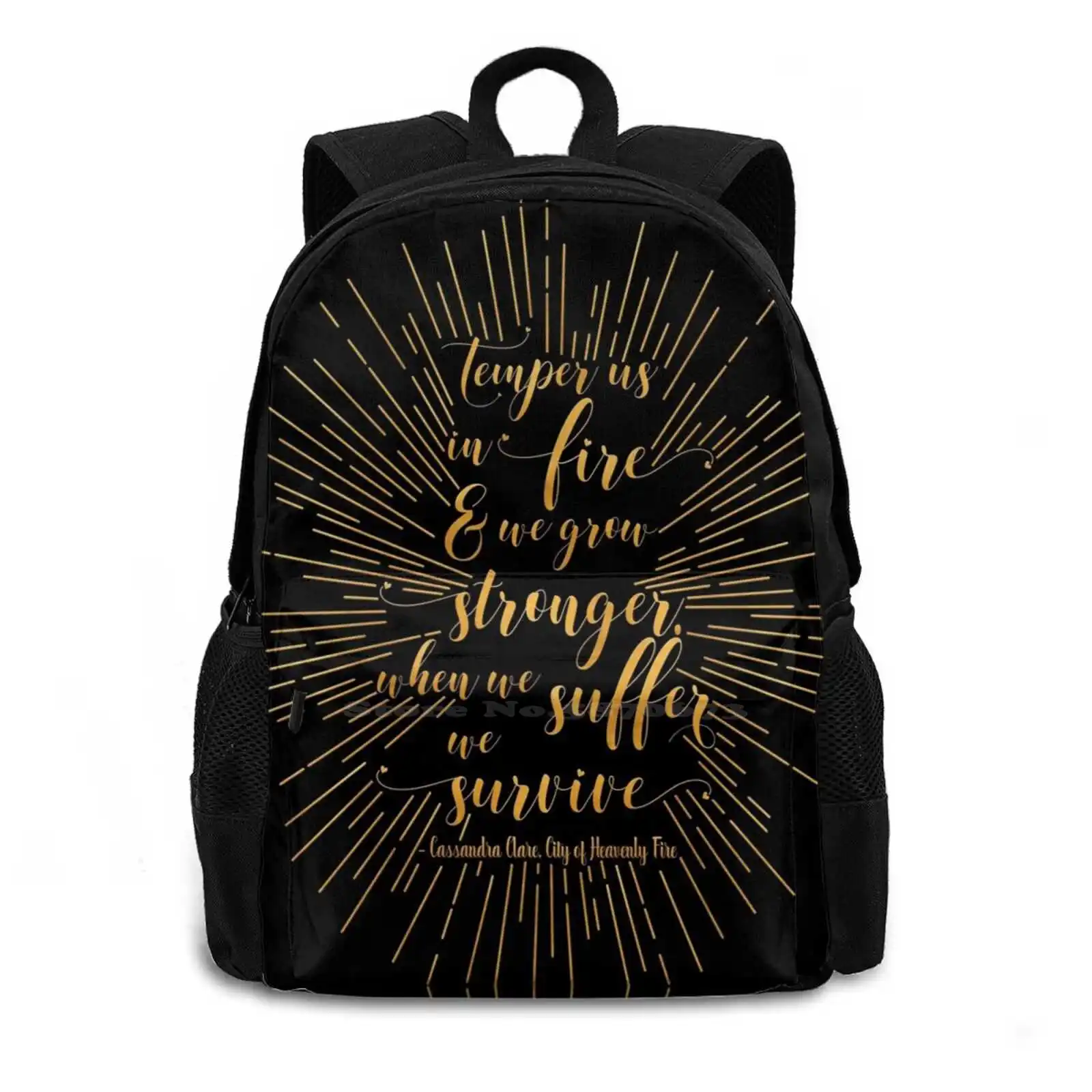 Temper Us In Fire-The Mortal Instruments Hot Sale Schoolbag Backpack Fashion Bags The Mortal Instruments Tmi Quote Clare Ya