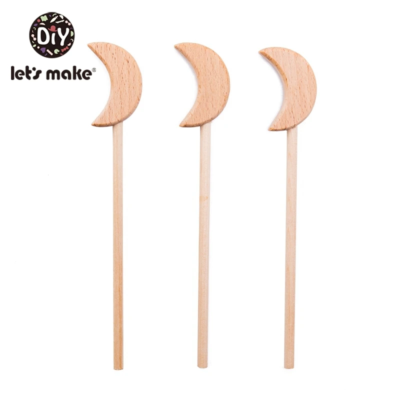 Let'S Make 20Pc Baby  Stroller Toys Heart Shape Wooden Magic Wand Baby Wood Teether Toys 0-12 Months Tiny Rod For Children