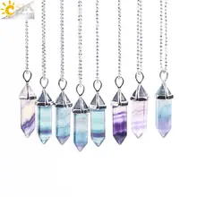 CSJA Fluorite Necklace Crystal Pendant #2