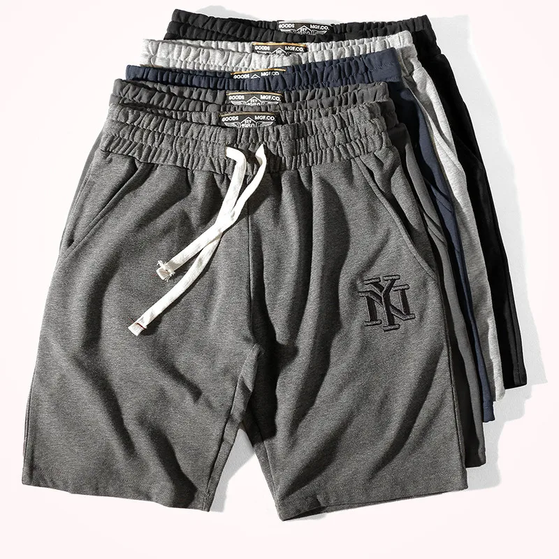 2021 Summer Short Swaetpants Men's Fitness Running Casual Shorts Elastic Waist Drawstring Pure Cotton Sports Five-point Pants