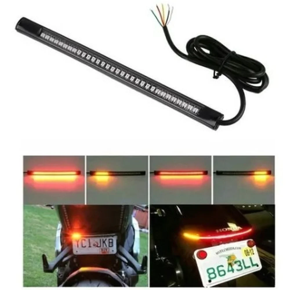 12v 48 LED Bar Flexible Universal Bulb Flow Turn Signal Rear Brake Tail Lamp Tape Strip Additional Motorcycle Auxiliary Lights