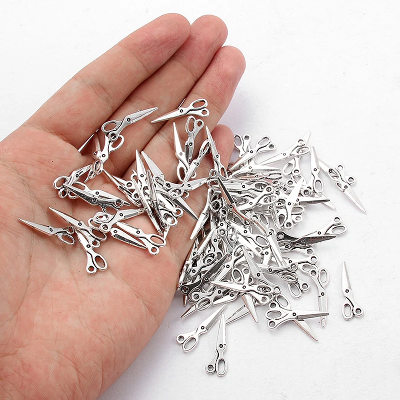 20pcs 23x8mm Charms Sewing Scissors Antique Pendant For DIY Handmade Fashion Jewelry Finding Bracelet Charm Beads