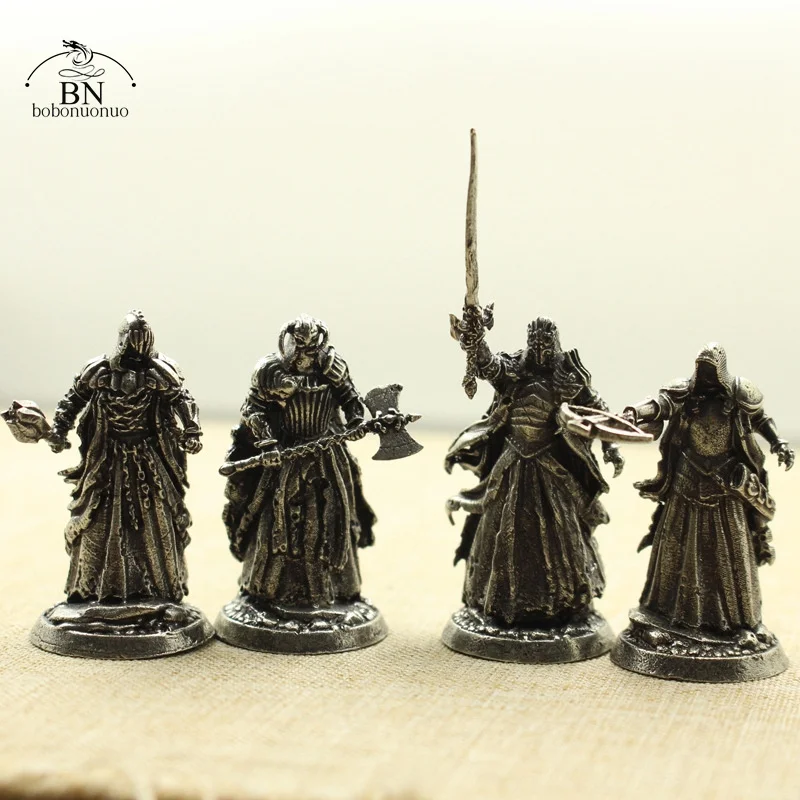 White Copper Japanese Shogunate Samurai Figurines Miniatures Vintage Metal Soldiers Model Statue Desktop Toy Ornament Decoration