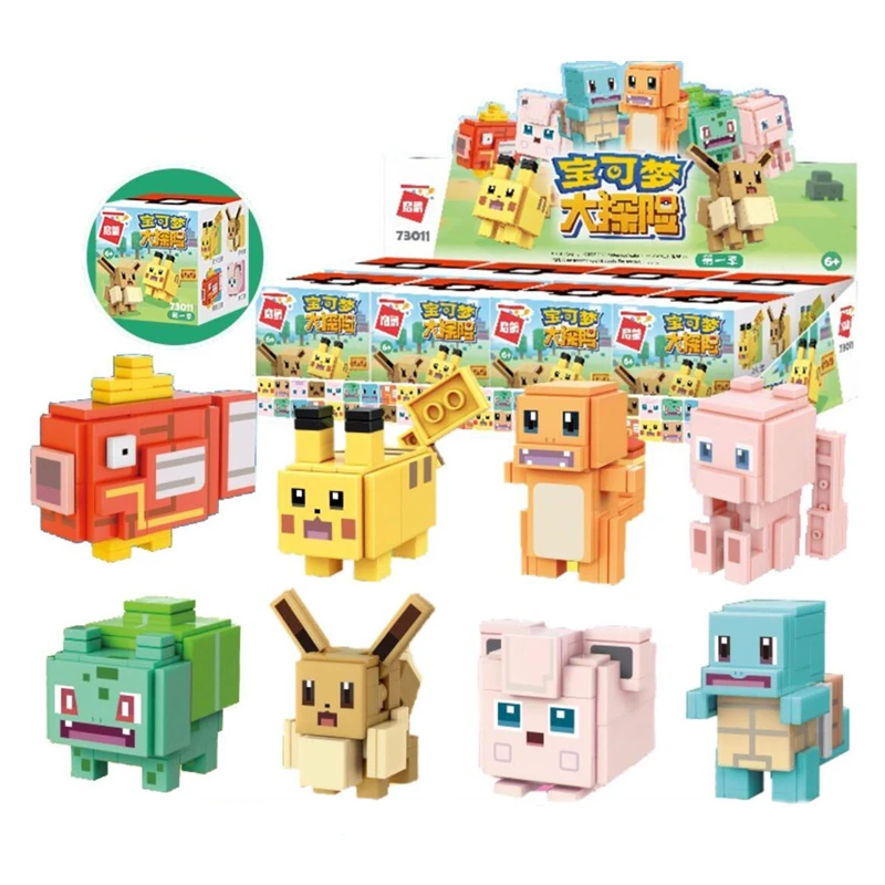 Pokemon Quest 8 styles Building Blocks Set Pikachu Mewtwo Jigglypuff Charmander Eevee Squirtle Bulbasaur Anime Toy Figures Gift