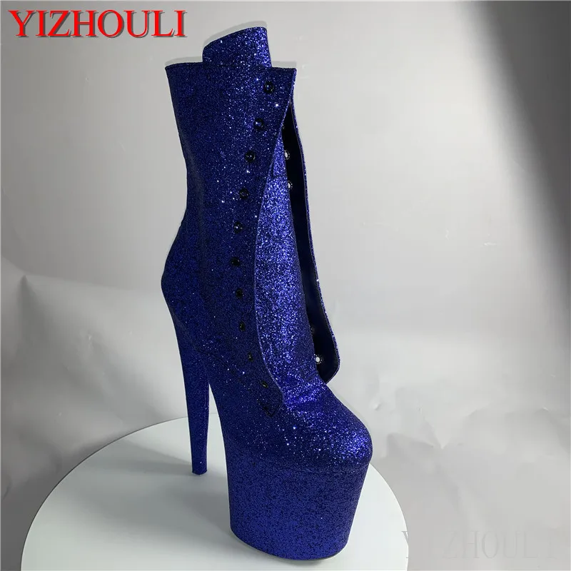 

Sexy knight shoes 8 inches high heel sparkles material 20 cm women's shoes custom a variety of color pole ankle boots