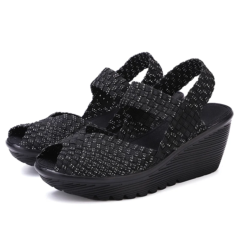 Women Sandals Summer Platform Shoes Peep Toe 2023 Fashion Handmade Woven Shoes Breathable Wedge Women Sneakers Big Size 42