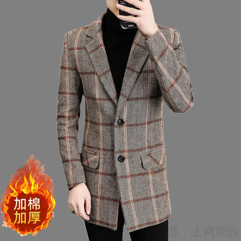 Retro Check England Gentleman Steampunk Trench Coats For Winter Long Jackets Slim Fit Plaid Stylish Overcoats 2022 Cloak For Men