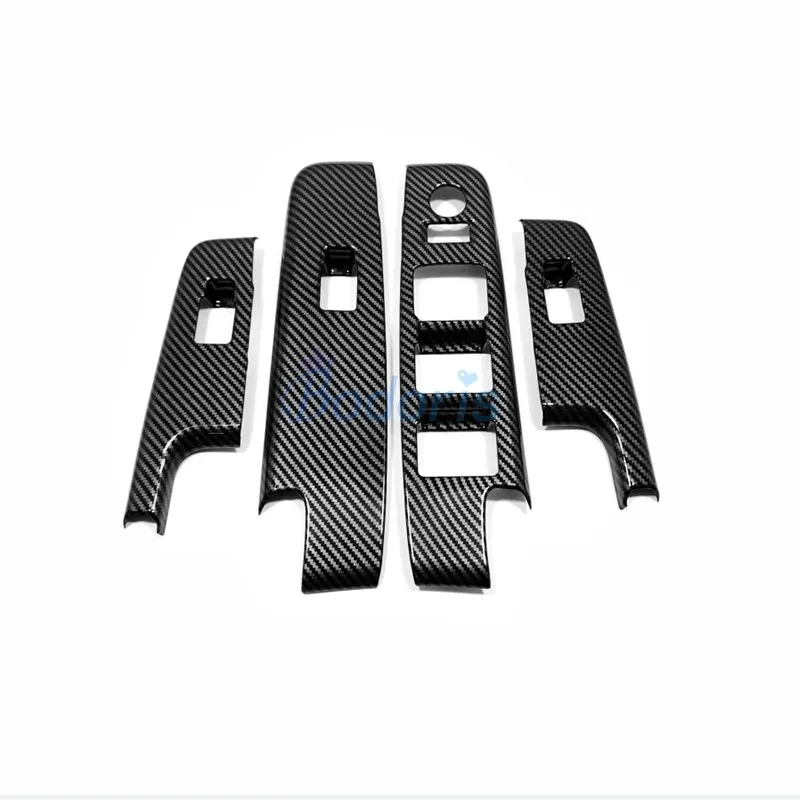 Interior Carbon Fiber Color Door Armrest Cover Window Glass Lift Trim Garnish Molding Ring For ISUZU DMAX D-MAX D MAX 2021 2022