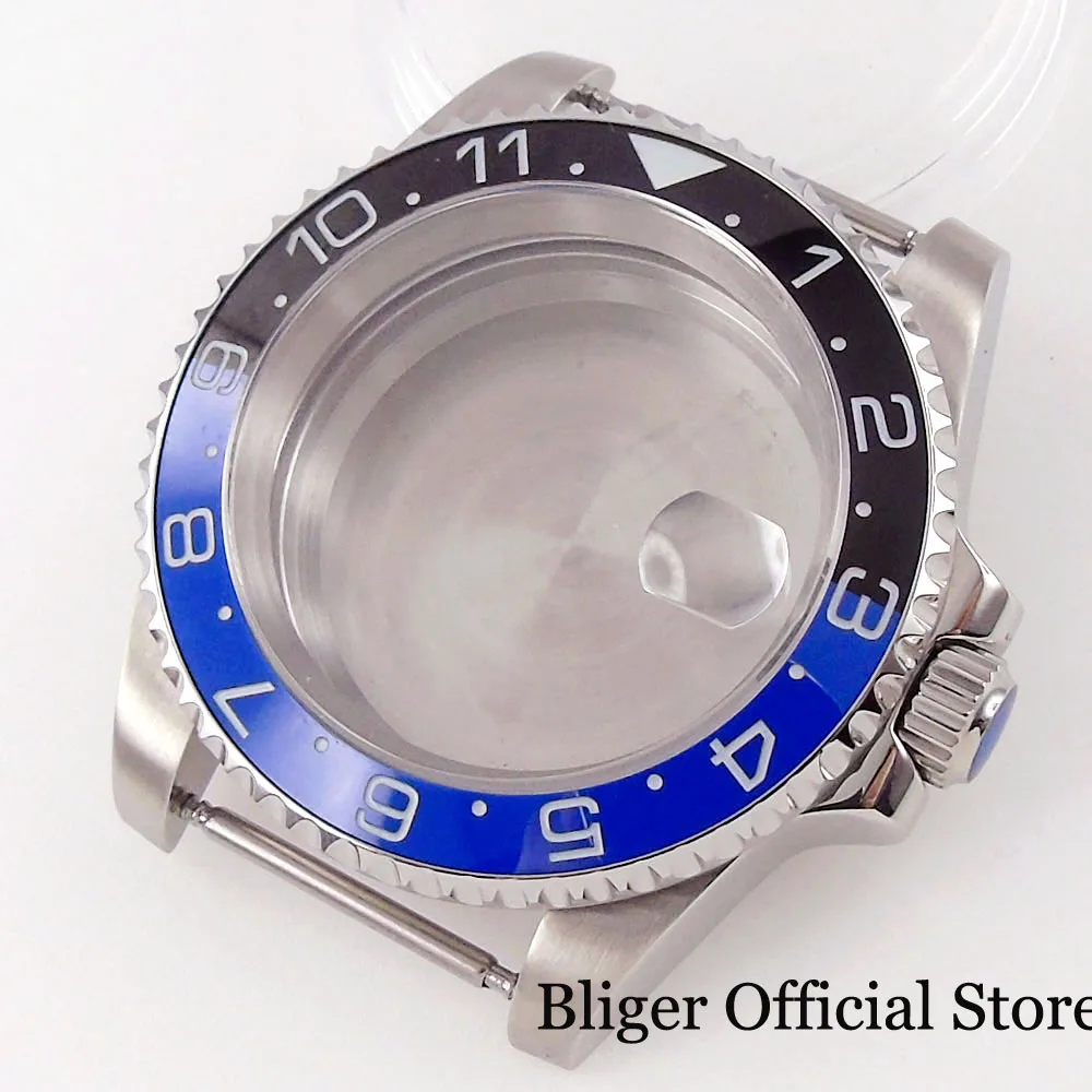 

10ATM Waterproof 40mm Steel Silver Watch Case fit NH35A NH36A BLACK BLUE Ceramic Insert 120 Clicks