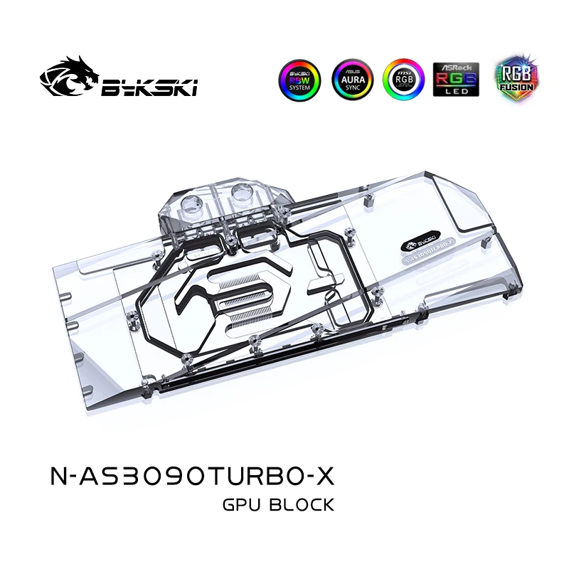 Bykski GPU bloc de refroidissement par eau pour ASUS GeForce RTX3090 TURBO, système de refroidissement liquide de carte graphique refroidissement par eau N-AS3090TURBO-X