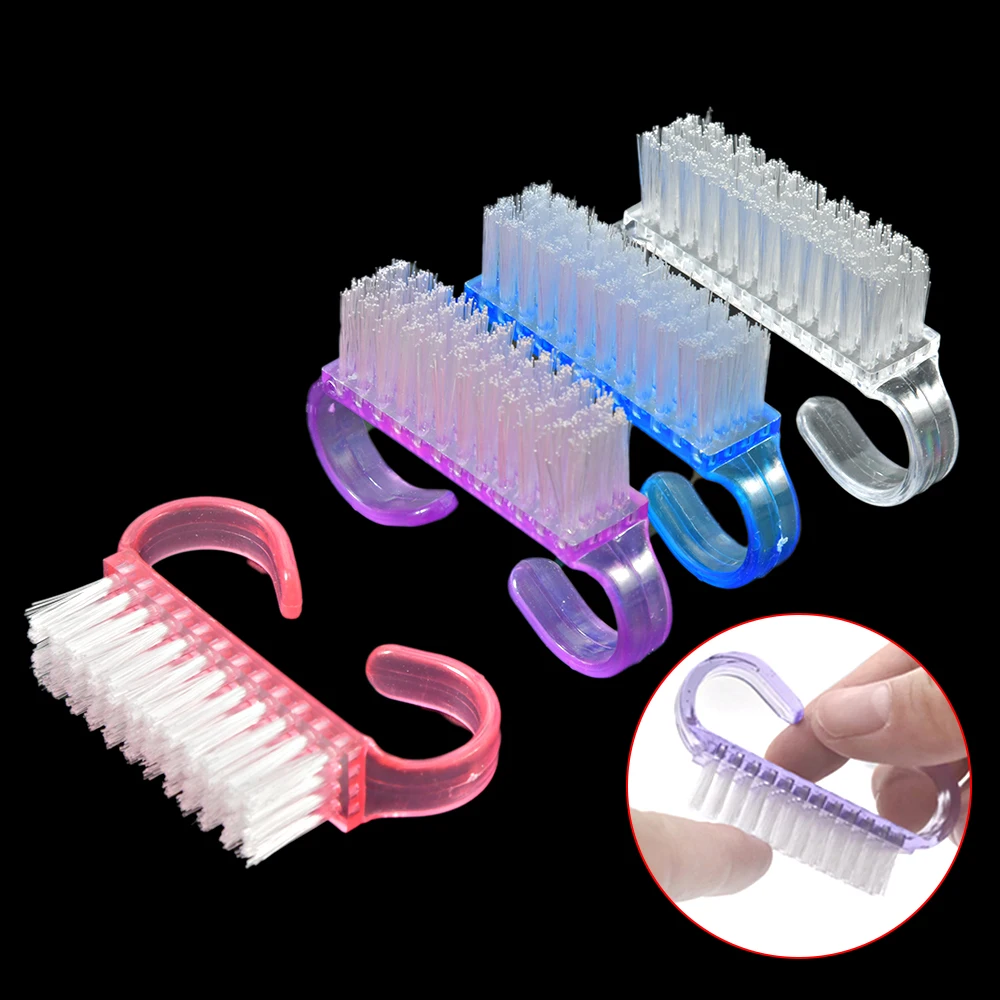 10 Pcs/Lot Acrylic Nail Brush 4 Color Nail Art Manicure Pedicure Soft Remove Dust Plastic Cleaning Nail Brush Set