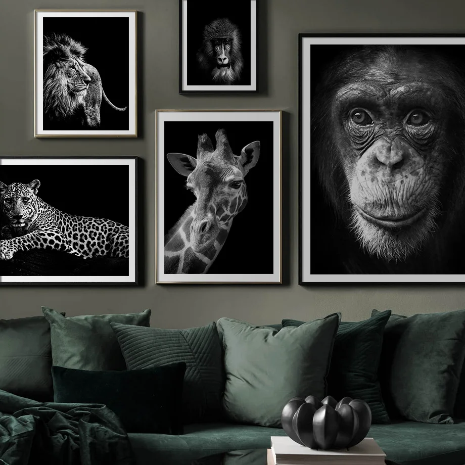 Lion Tiger Leopard Wolf Elephant Nordic Poster And Print Animal Wall Art Canvas Painting Wall Picture For Living Room Home Decor