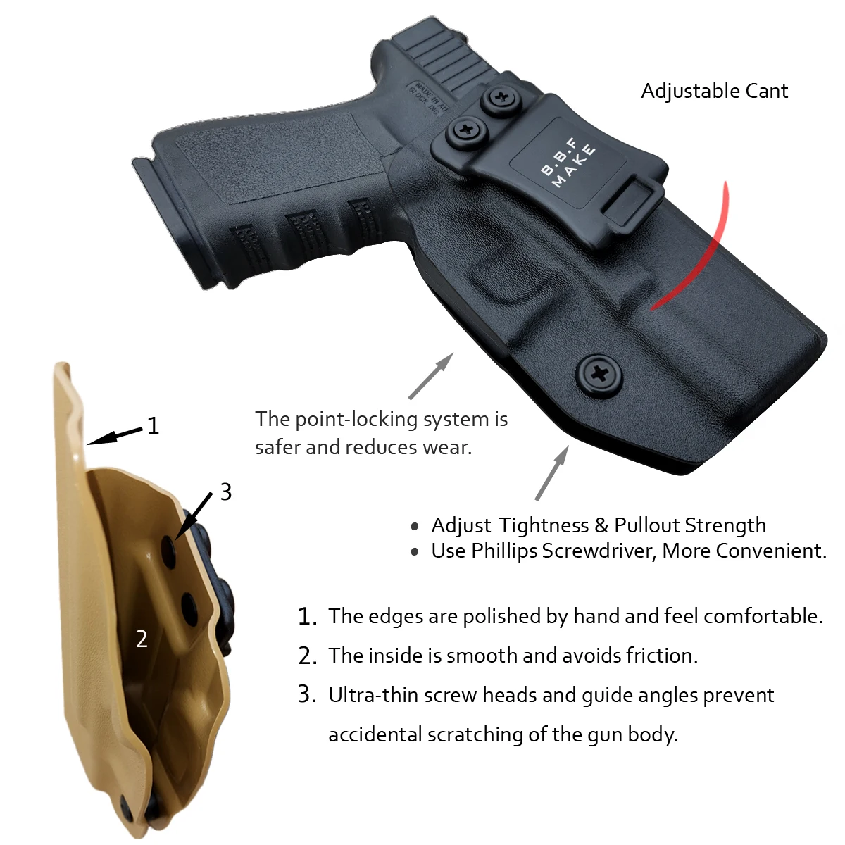 Bbf Maken Glock 19 Holster Iwb Kydex Holster Custom Fit: glock 19 19X / Glock 23 / Glock 25 / Glock 32 / Glock 45 (Gen 3 4 5)