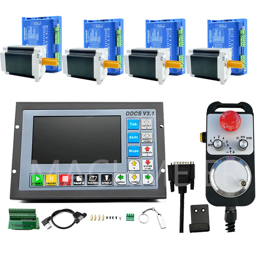 

CNC controller ddcsv3.13/4 axis adaptation nema34 engraving machine stepper motor 2dm860h driver 6 axis with MPG enabled