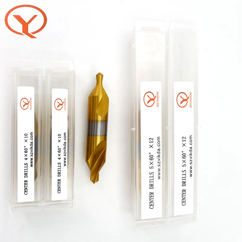 QIYE Coated Center Drill Bit 1.0-5.0mm TiN HSS Metalworking Hole Drill 60 Degrees Combined Drill Bit Solid Carbide spot drills