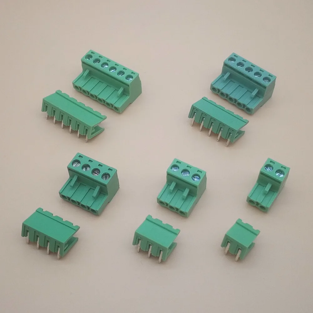 10sets 5.08MM Pitch PCB Pluggable Terminal Block Connector 2/3/4/5/6/7/8P Curved Needle KF2EDGK