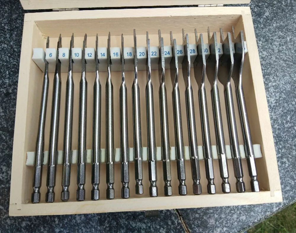 16pcs 6-38mm 목공 도구 세트 내구성 높은 탄소강 플랫 드릴 비트 플랫 스페이드 비트 목재 도구 드릴 비트