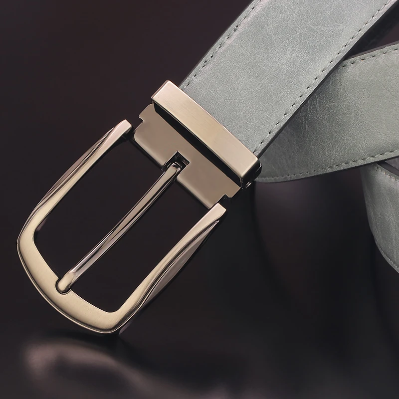 High quality pin buckle genuine leather fashion designers belts men casual luxury strap gray Cowskin young men ceinture homme