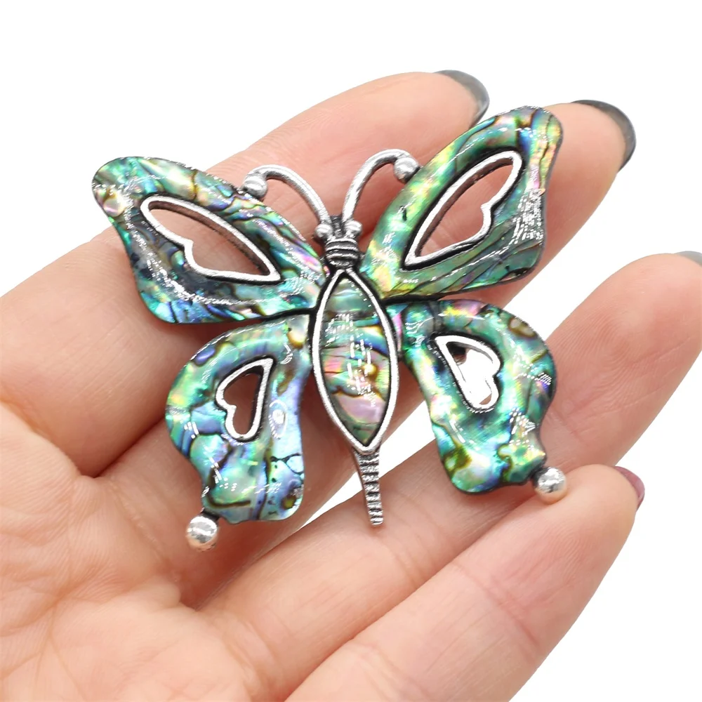 Natural Abalone Shell Brooches Pendant Cute Butterfly Brooches Pendant Charms Fit Coat Accessories Jewelry Best Gifts