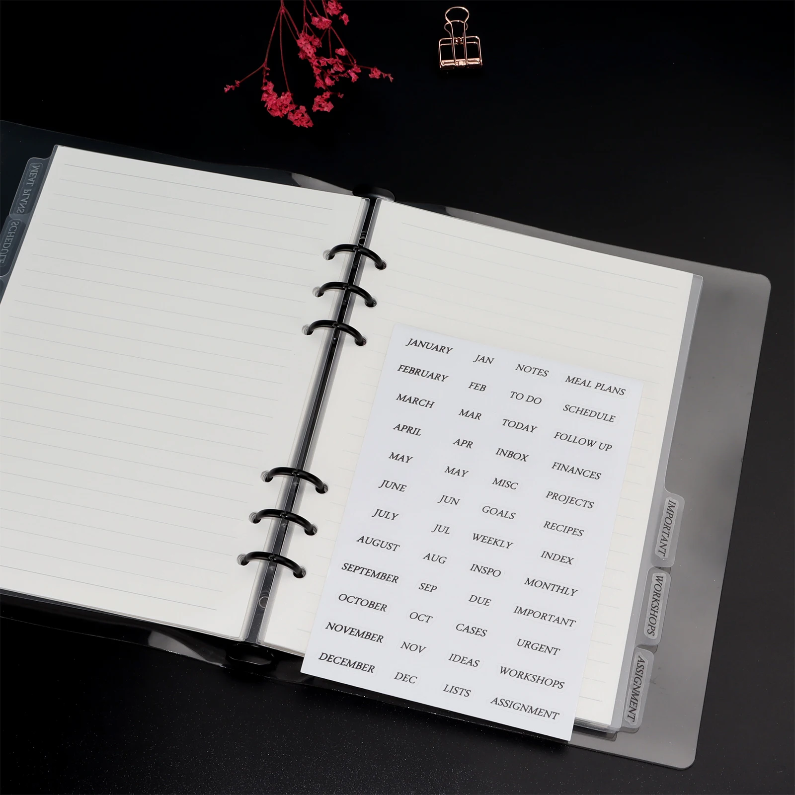 Translucent White A5 Flipchart Divider Notepad Schedule Index Divider With Black Sticker (2Set+1 Sticker)