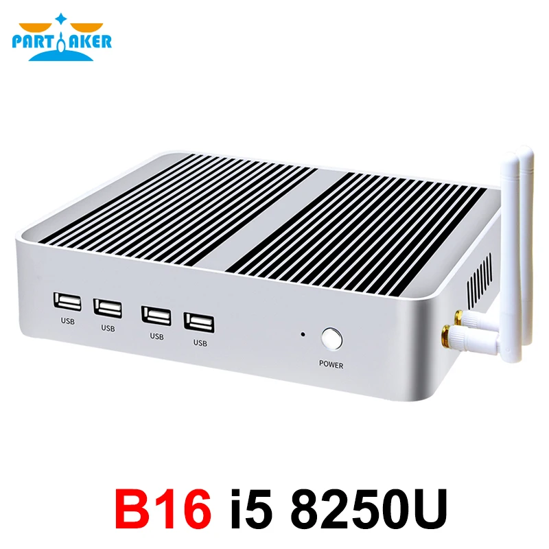 Partaker-mini computador sem cooler, intel i5 8265u i5 8250u i5 8259u 2 * ddr4 msata + pc pequeno m.2 pcie windows 10 htpc nuc vga hdmi wi-fi, parcialmente montado