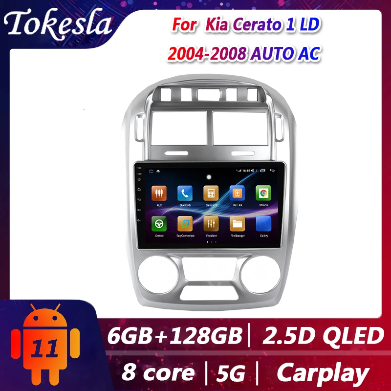 Tokesla For Kia Cerato 1 LD AUTO AC Android Car Radio Audio Central Multimedia Dvd Touch Screen Player GPS Navigation Bluetooth