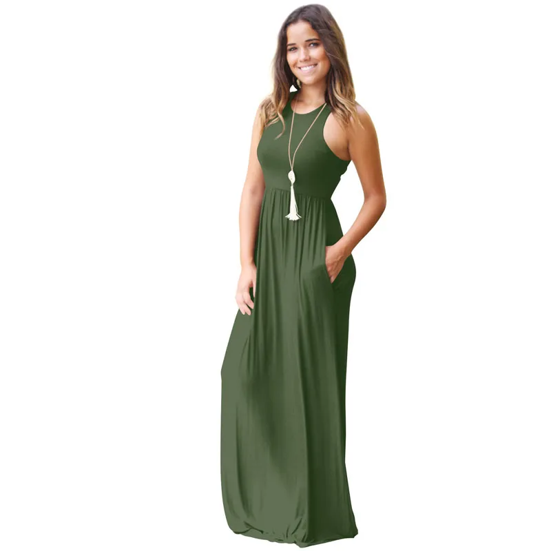 Sexy Women Boho Maxi Club Solid Sleeveless Vest Dress Infinity Long Solid Party Basic Tanks Bodycon Casual dress Slim Vestidos