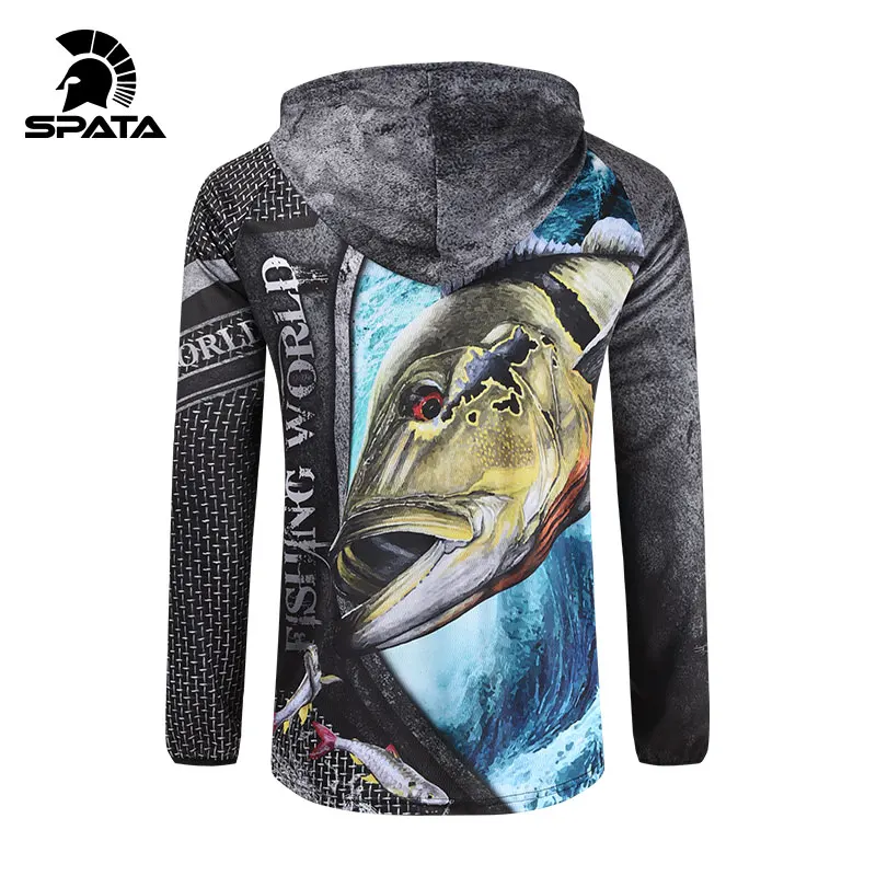 SPATA 2024 New Fishing Shirts Anti-UV Sun Protection Moisture-Wicking Breathable Long Sleeve Quick -Dry Hoodies Fishing Clothing