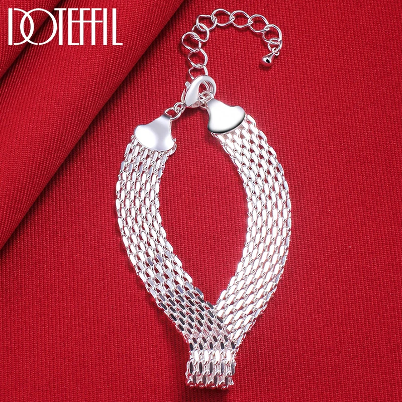 DOTEFFIL 925 en argent Sterling tissage Bracelet chaîne pour les femmes de mariage fiançailles fête bijoux de mode