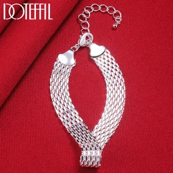 DOTEFFIL 925 Sterling Silver Weave Bracelet Chain For Women Wedding Engagement Party Fashion Jewelry