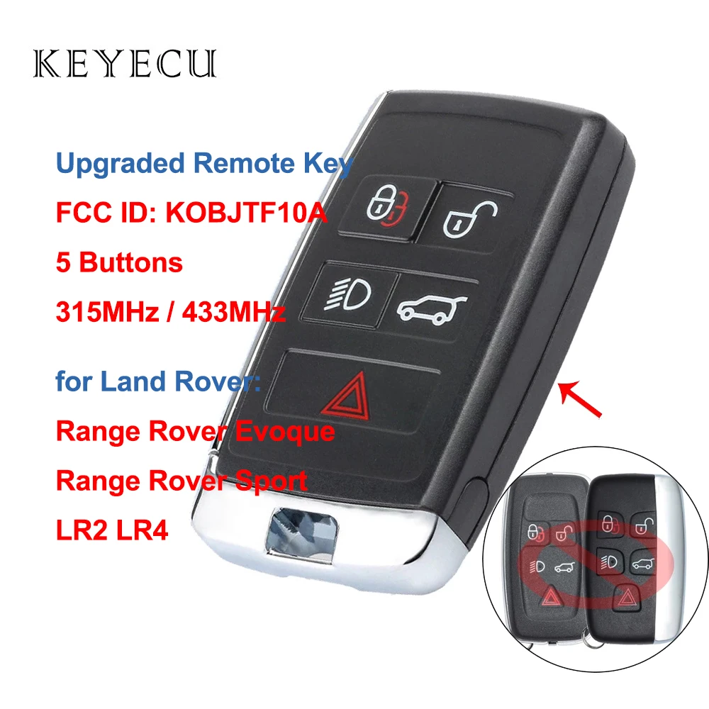 

Keyecu Upgraded Remote Car Key Fob for Land Rover Range Rover Evoque Sport LR2 LR4 KOBJTF10A, LR078921, LR050787, 5E0U40337-AD