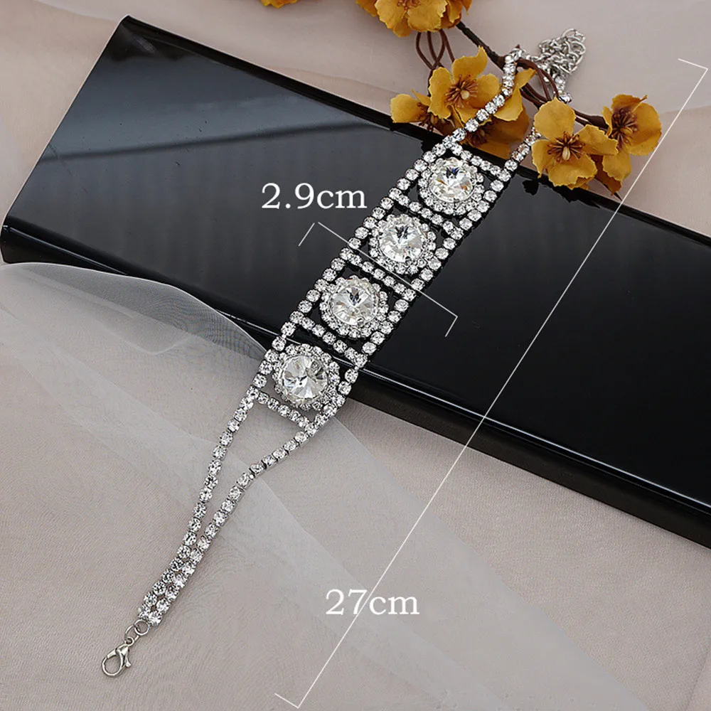 Shiny Rhinestone Big Round Stone Short Choker Necklace Clavicle Chain for Women Luxury Crystal Wedding Collar Necklace Jewelry