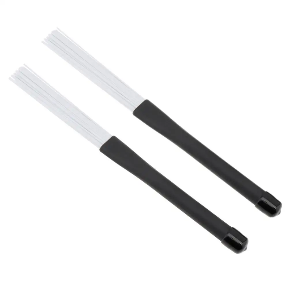 1 Pair Universal Retractable Nylon Jazz Drum Brushes Sticks with Rubber Handles Red Black White