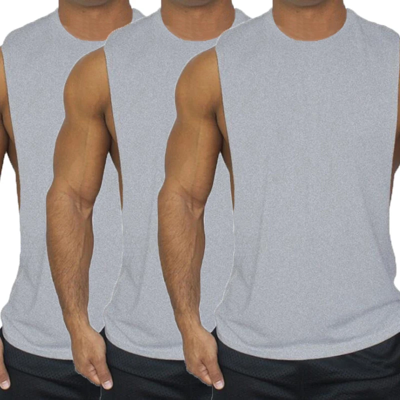 3 Pack Plain Bodybuilding Tank Top Men Summer Cotton Fashion Fitness Open Side Vest Muscle Workout Gym Sleeveless Shirt