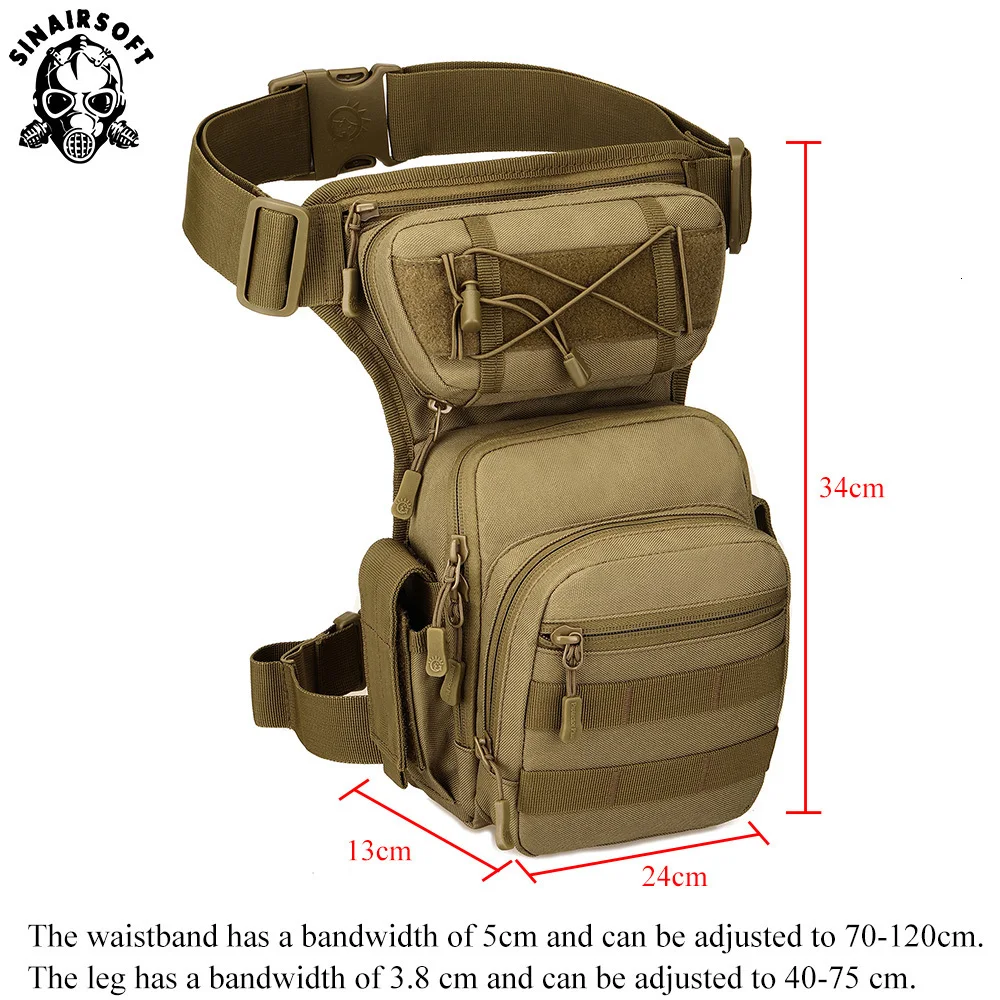 Molle Drop Leg Bag Civilian 1000D Nylon Waterproof Men Tactical Waist Pack Leg Sports Travel Belt Bag Hiking Hunting Camping