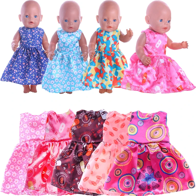 New Doll Skirsts For 18 Inch American & 43Cm Baby  New Born Doll Cute Cartoon Printing For Our generation Doll Daily Life