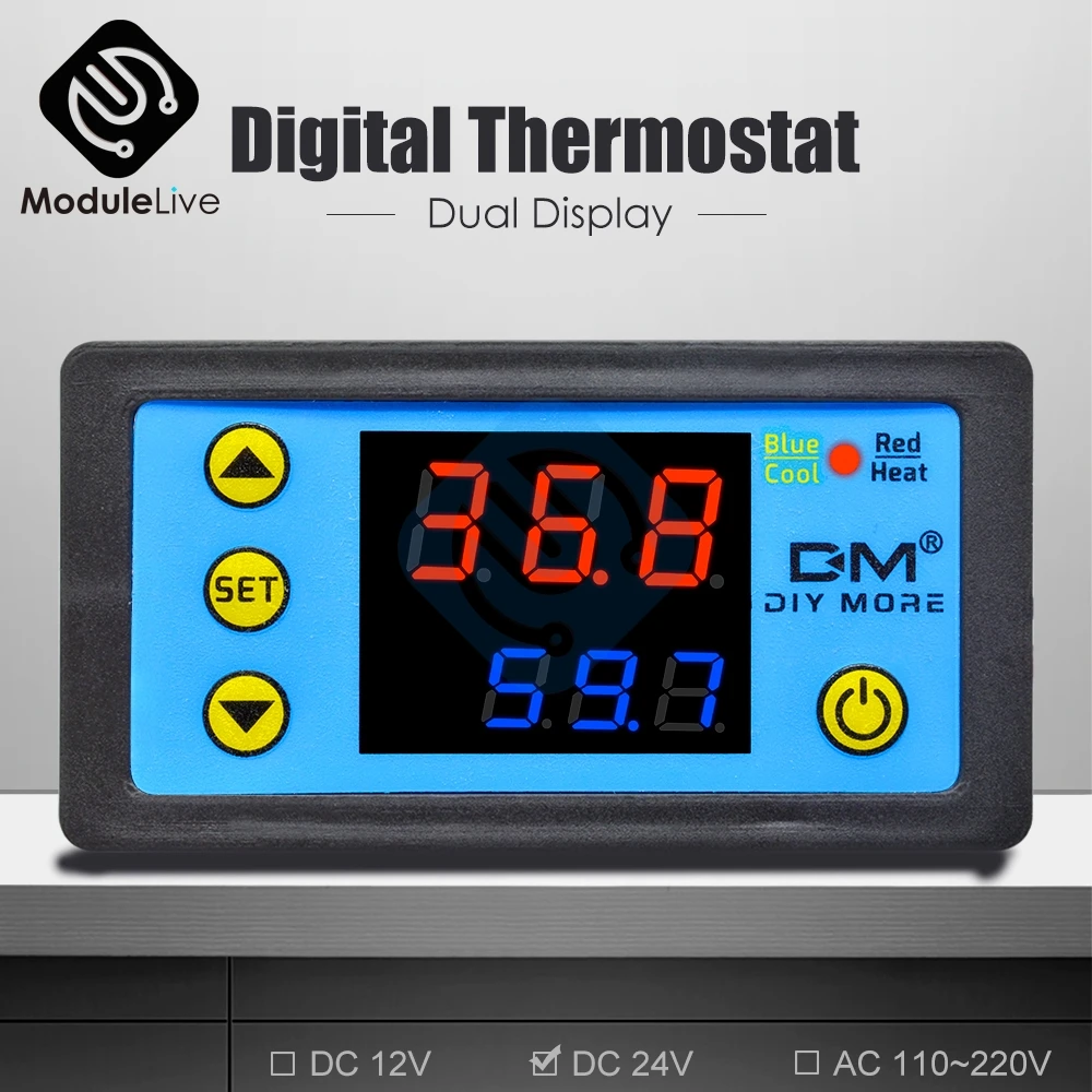 W3231 Temperature Controller Digital LED Dual Display AC 110v-220V DC 12V 24V Thermometer Temp Thermo Controller Ntc Sensor